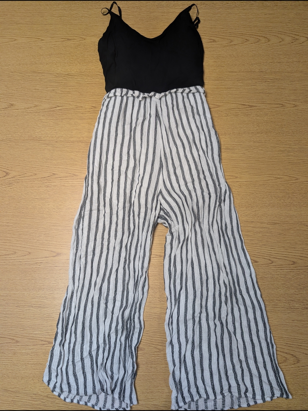 Vintage Havana Black Bodice White and Black Striped Wide-Leg Jumpsuit